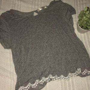 •Crochet Detail T-Shirt•